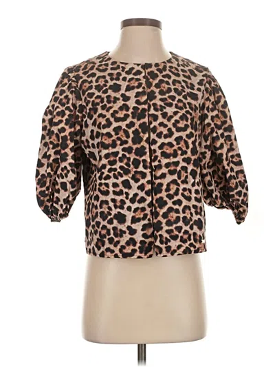 Pre-owned Missguided 3/4 Sleeve Blouse In Brown