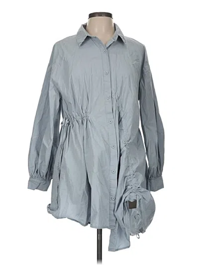 Pre-owned Missguided 3/4 Sleeve Button Down Shirt In Gray