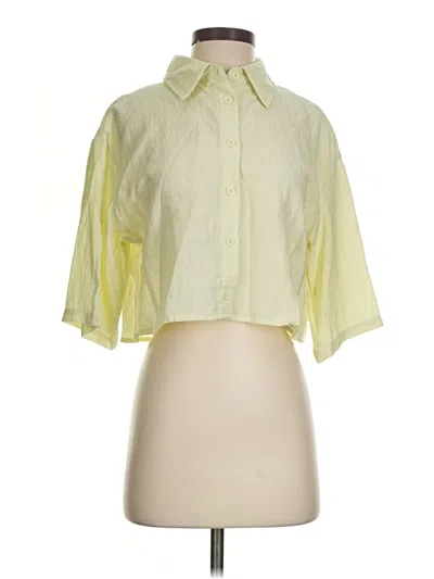 Pre-owned Missguided 3/4 Sleeve Button Down Shirt In Yellow