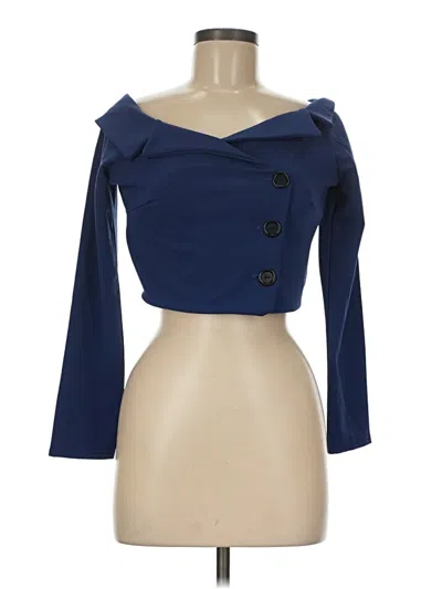 Pre-owned Missguided 3/4 Sleeve Top Blue One Shoulder Neckline Tops