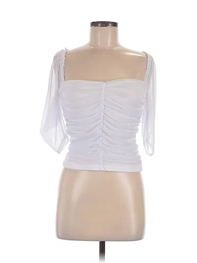 Pre-owned Missguided 3/4 Sleeve Top White Sweetheart Neckline Tops