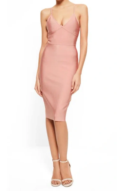 Missguided Body-con Midi Dress In Neutral