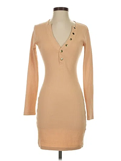 Pre-owned Missguided Casual Dress In Tan