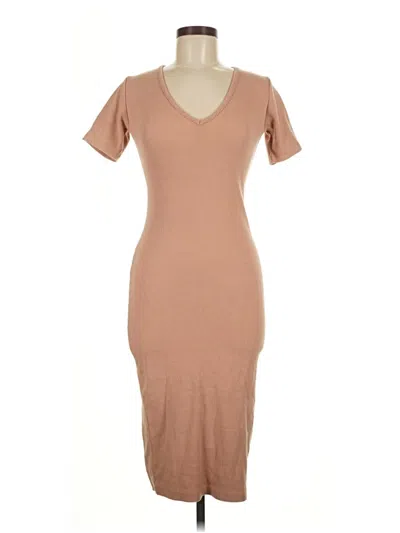 Pre-owned Missguided Casual Dress In Tan