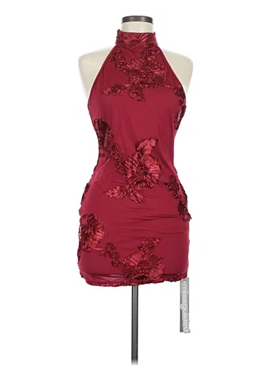 Pre-owned Missguided Cocktail Dress In Burgundy