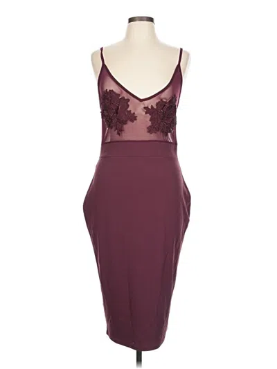 Pre-owned Missguided Cocktail Dress In Burgundy