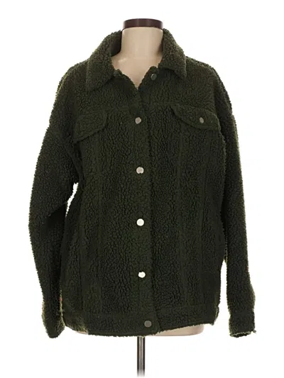 Pre-owned Missguided Faux Fur Jacket In Green