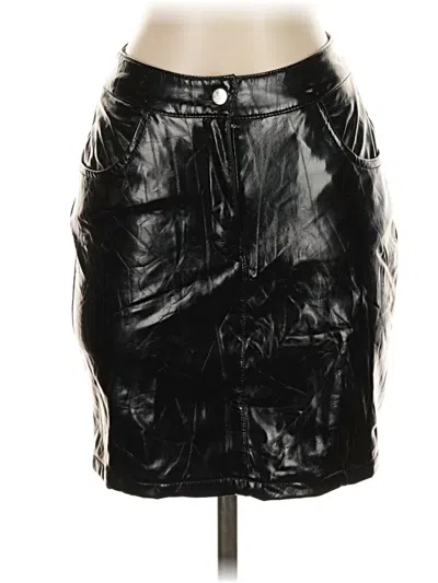 Pre-owned Missguided Faux Leather Skirt In Black