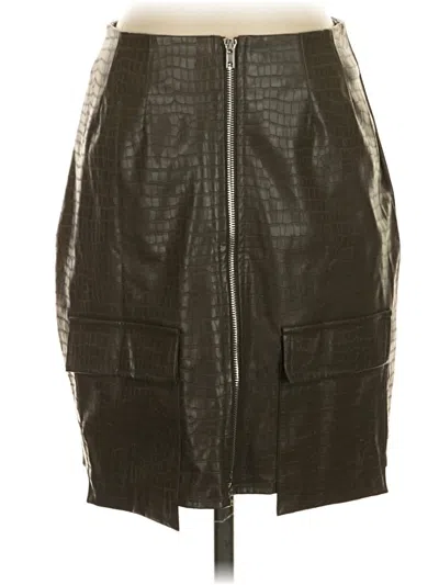 Pre-owned Missguided Faux Leather Skirt In Gray