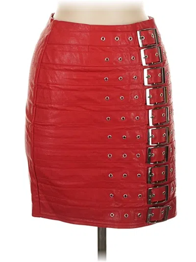 Pre-owned Missguided Faux Leather Skirt In Red