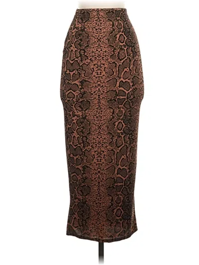 Pre-owned Missguided Formal Skirt In Brown