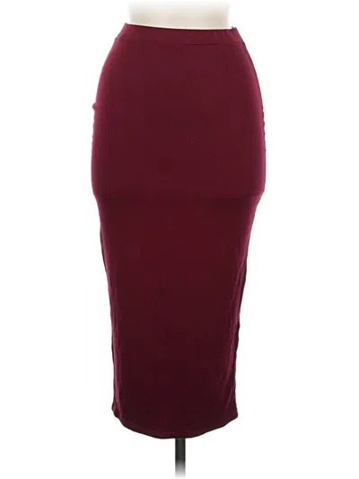 Pre-owned Missguided Formal Skirt In Burgundy