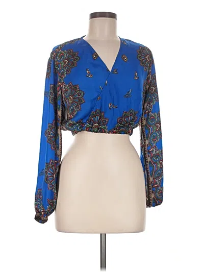 Pre-owned Missguided Long Sleeve Blouse In Blue