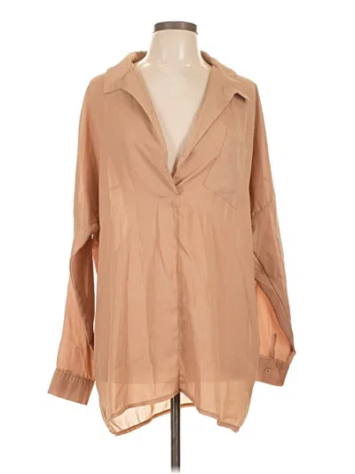 Pre-owned Missguided Long Sleeve Blouse In Brown
