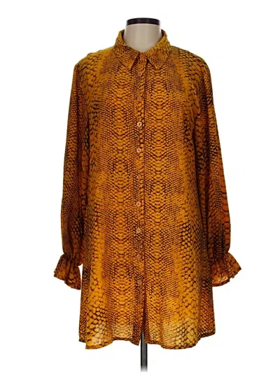 Pre-owned Missguided Long Sleeve Blouse In Gold