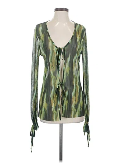 Pre-owned Missguided Long Sleeve Blouse In Green