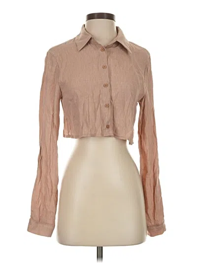 Pre-owned Missguided Long Sleeve Blouse In Tan