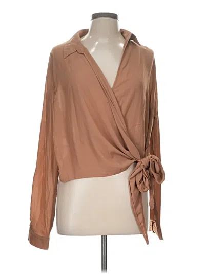 Pre-owned Missguided Long Sleeve Blouse In Tan