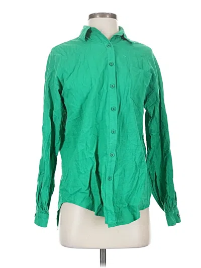 Pre-owned Missguided Long Sleeve Button Down Shirt In Green
