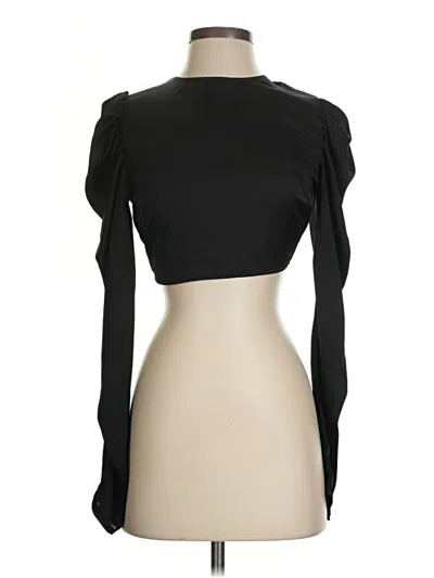 Missguided Long Sleeve Top Black Sweetheart Neckline Tops