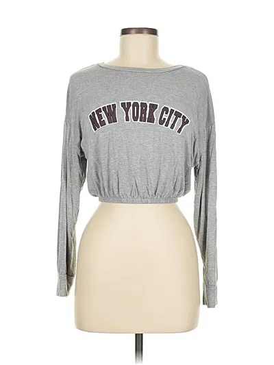 Pre-owned Missguided Long Sleeve Top Gray Crew Neck Tops