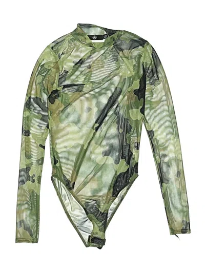 Pre-owned Missguided Long Sleeve Top Green Crew Neck Tops