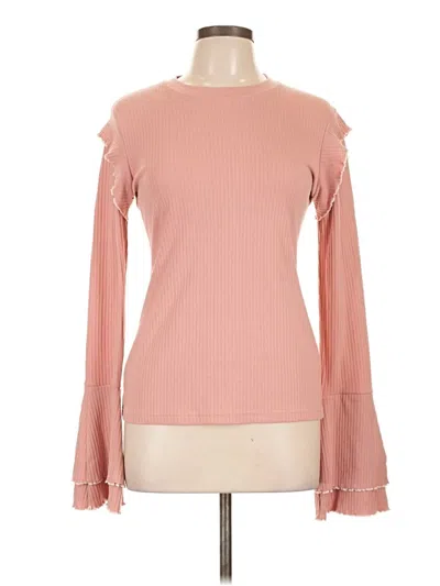 Pre-owned Missguided Long Sleeve Top Pink Ruffles Neckline Tops