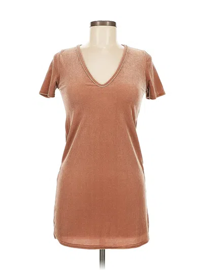 Pre-owned Missguided Short Sleeve Top Brown V Neck Tops