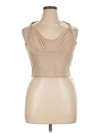 Pre-owned Missguided Sleeveless Top Tan Halter Neckline Tops In Brown