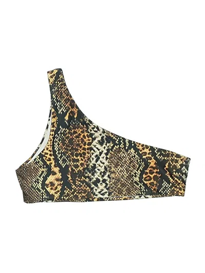 Pre-owned Missguided Swimsuit Top Gold Animal Print Pattern Swimwear