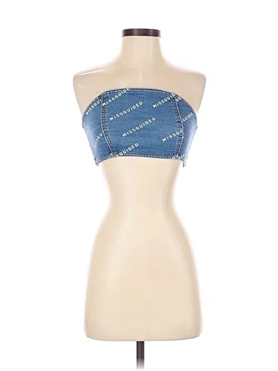Pre-owned Missguided Tube Top Blue Strapless Neckline Tops
