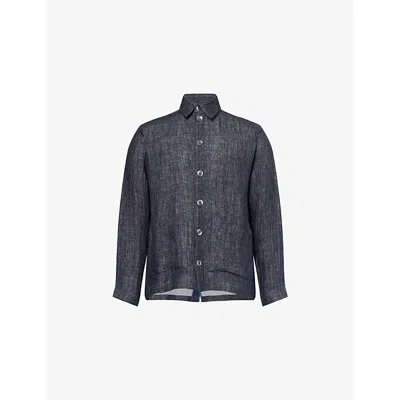 Missing Clothier Jet Angled-pocket Lightweight Linen Jacket