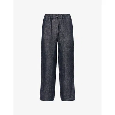 Missing Clothier Jet Straight-leg Linen Trousers Xl