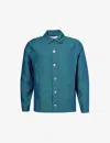 Missing Clothier Mens Cyan Patch-pocket Relaxed-fit Linen Jacket