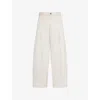 Missing Clothier Stone Pleated Barrel-leg Brushed Cotton Trousers
