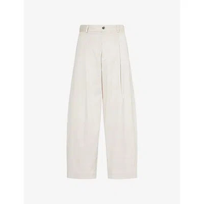 Missing Clothier Stone Pleated Barrel-leg Brushed Cotton Trousers