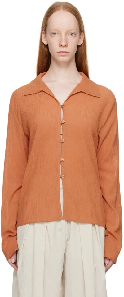 Missing You Already Orange Pleats Shirt In Orange Brown