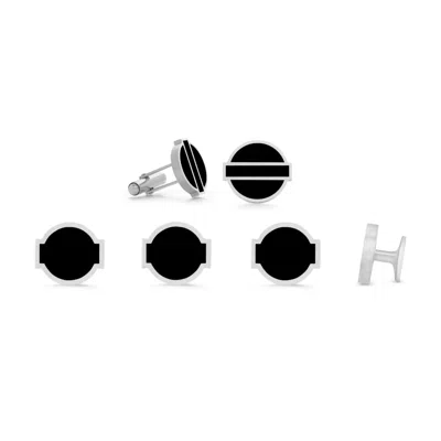 Mission Atelier Men's Fusion Cufflinks And Studs Set In Black Enamel In Multi