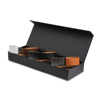 Pre-owned Mission Belt Men's 35mm  Italian Gift Box In Brown, Steel, Black