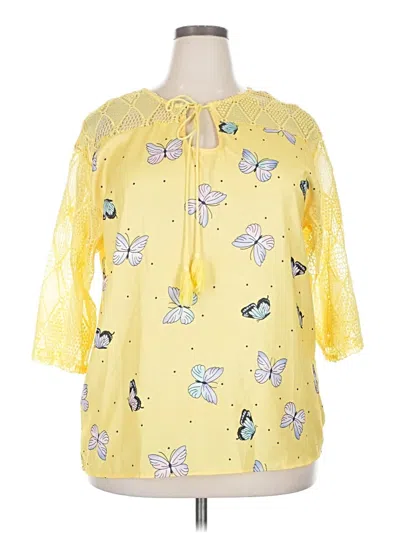 Pre-owned Misslook 3/4 Sleeve Blouse In Yellow