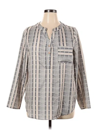 Pre-owned Misslook 3/4 Sleeve Button Down Shirt In Gray