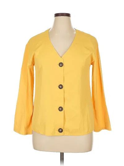Pre-owned Misslook 3/4 Sleeve Button Down Shirt In Yellow