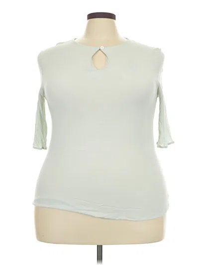 Pre-owned Misslook 3/4 Sleeve Top Green Keyhole Neckline Tops