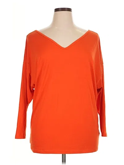 Pre-owned Misslook 3/4 Sleeve Top Orange V Neck Tops