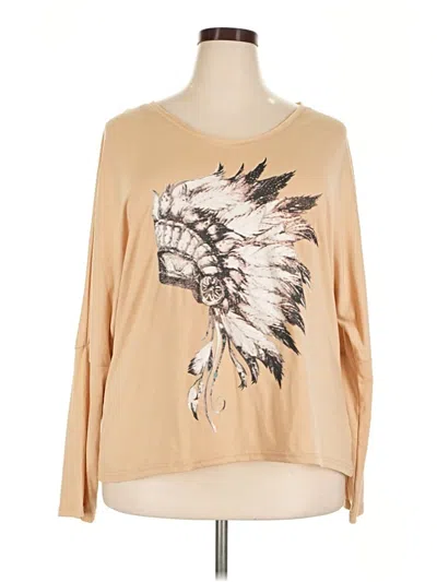 Pre-owned Misslook 3/4 Sleeve T-shirt In Tan