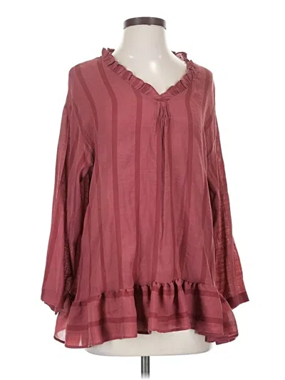 Pre-owned Misslook Long Sleeve Blouse In Burgundy