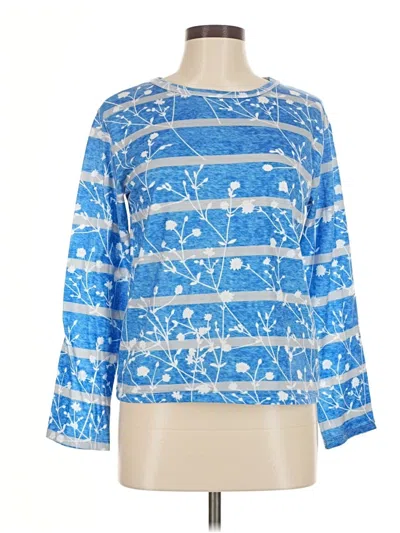 Pre-owned Misslook Long Sleeve Top Blue Boatneck Tops
