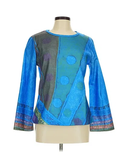 Pre-owned Misslook Long Sleeve Top Blue Boatneck Tops