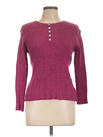 Pre-owned Misslook Long Sleeve Top Burgundy Crew Neck Tops