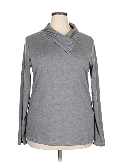 Pre-owned Misslook Long Sleeve Top Gray Cowl Neck Tops